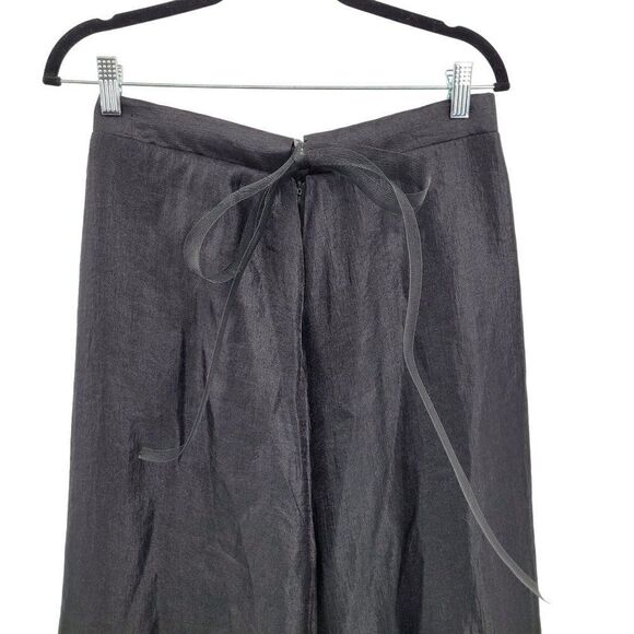 Handmade Skirted Wide Leg Pants 10 Black Metallic Sheen High-rise Caped Gothic - Picture 8 of 10